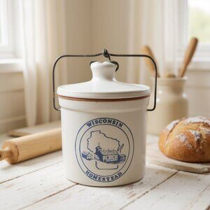 Wisconsin Homestead Vintage Ceramic Butter Crock-Small
